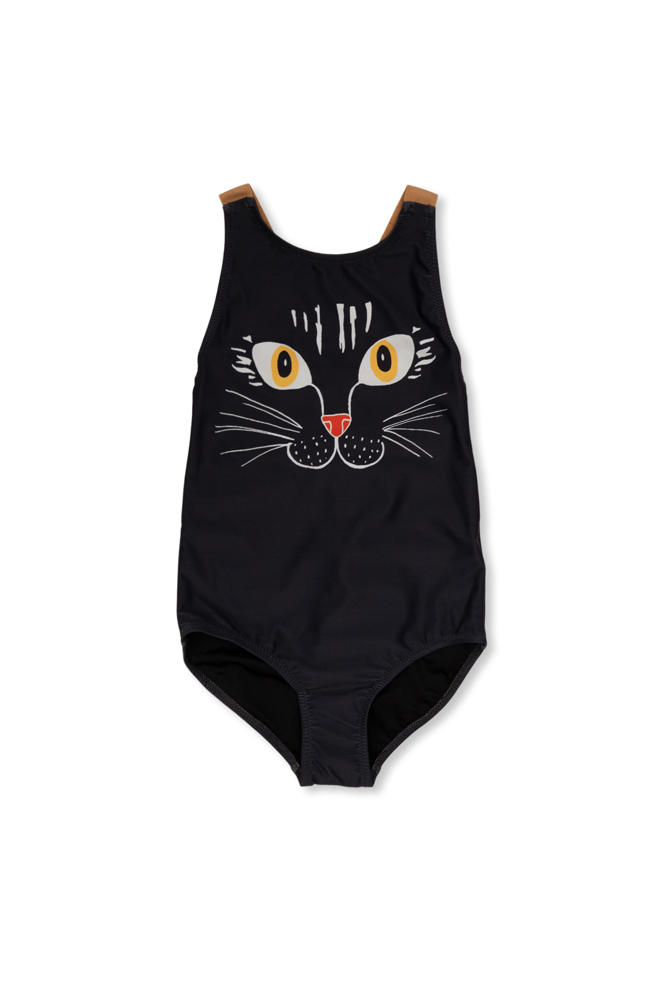 Black One piece swimsuit with cat motif Mini Rodini Vitkac France